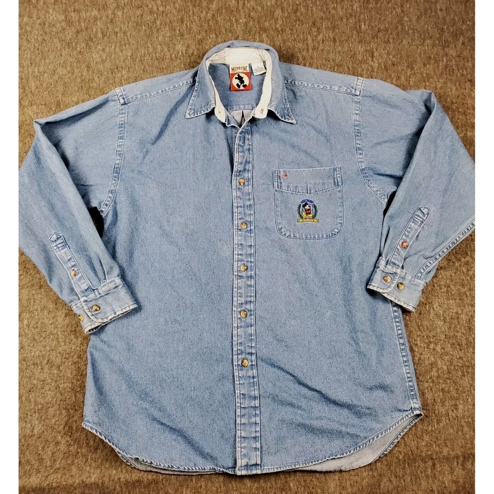 Mickey Inc. Jacket Womens Small Blue Denim Disney Parks Chore Coat Mickey Mouse